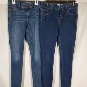 LOT 2 OLD NAVY DENIM ROCKSTAR SUPER SKINNY MID-RISE JEANS